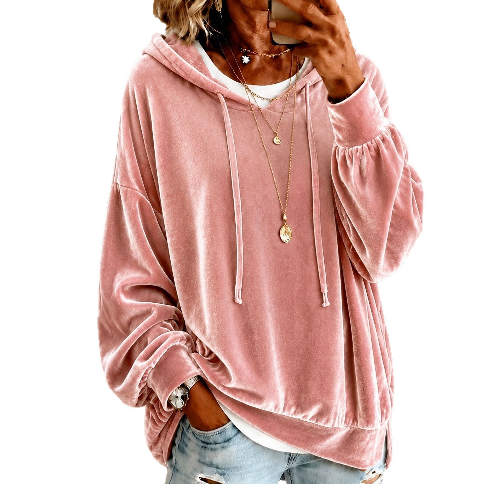 Women's Long Sleeve Fleece Hoo - Winter Clothing Drawing ulasan dan harga