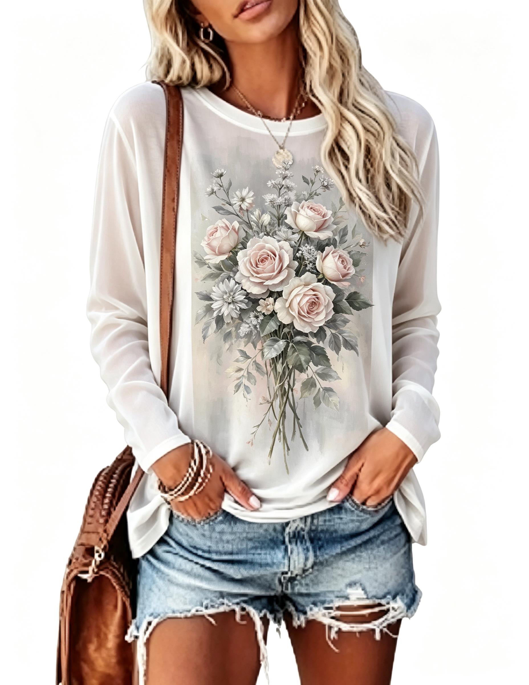 Women Long Sleeve T‑Shirt Vint - Winter Clothing For Women ulasan dan harga