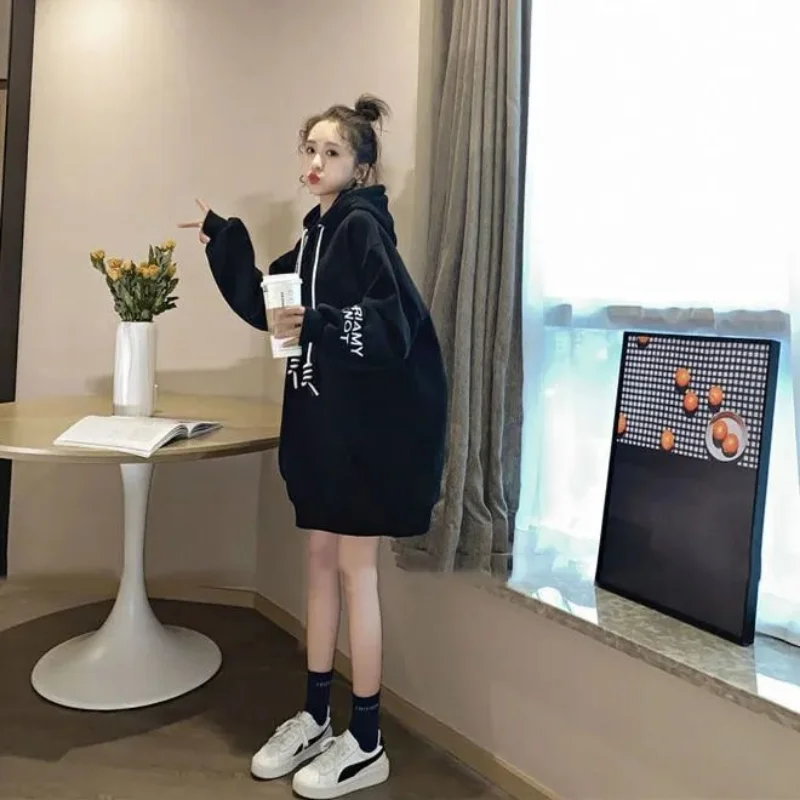Streetwear Fleece Hooded Dress - Winter Clothing Drawing ulasan dan harga