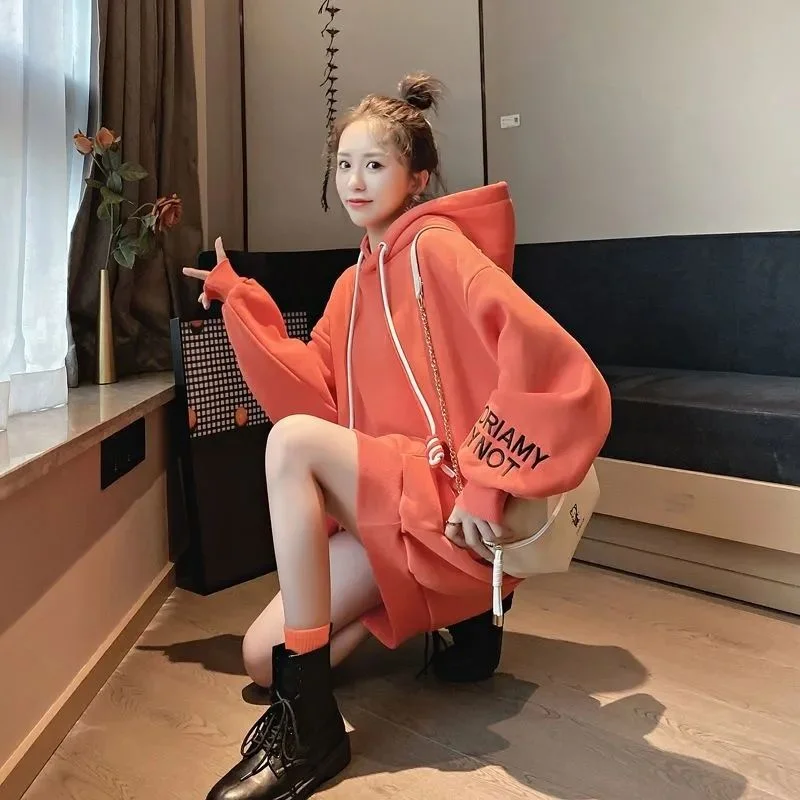 Streetwear Fleece Hooded Dress - Winter Clothing Drawing ulasan dan harga