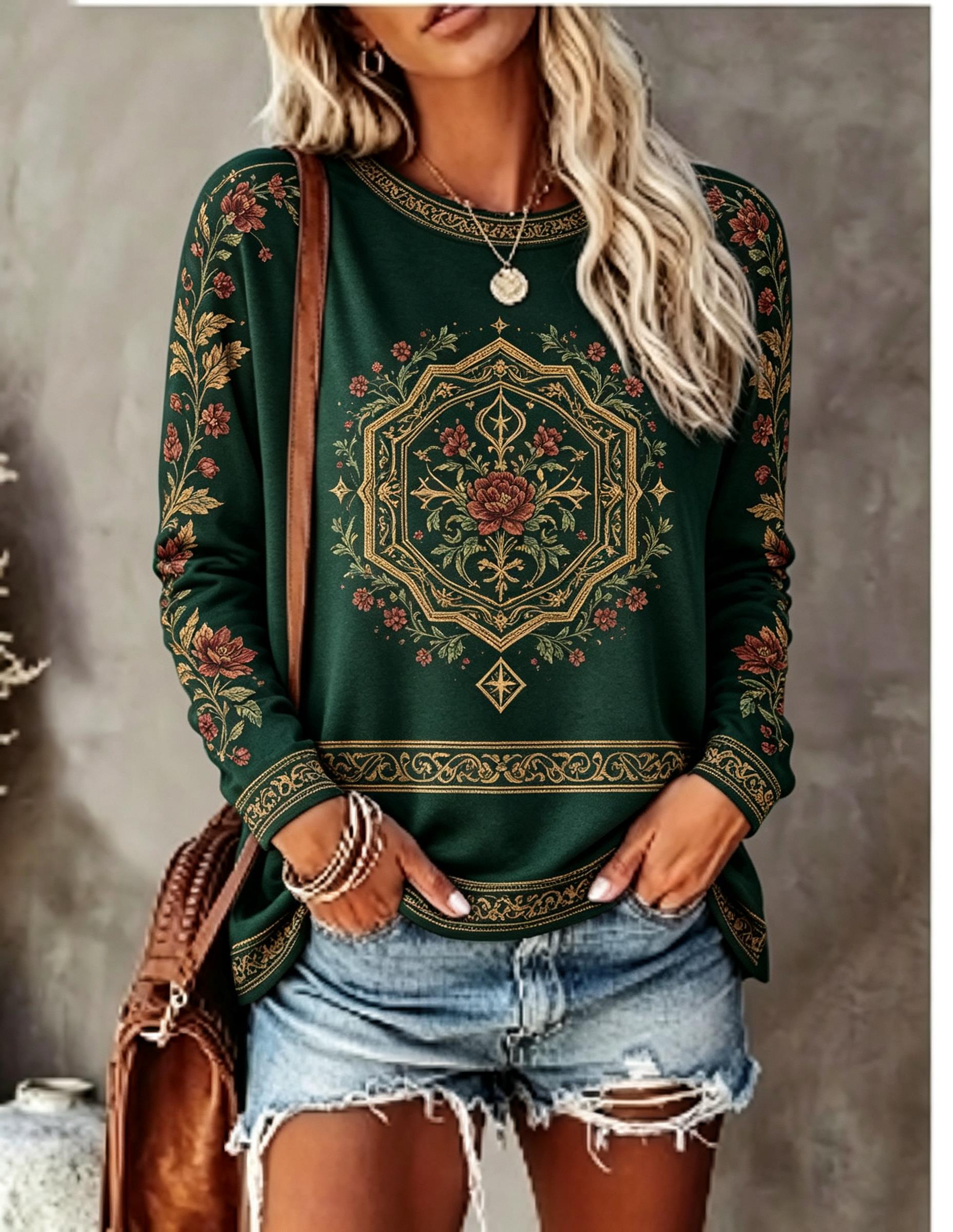 Women Crew Neck Long Sleeve T‑ - Winter Clothing For Women ulasan dan harga