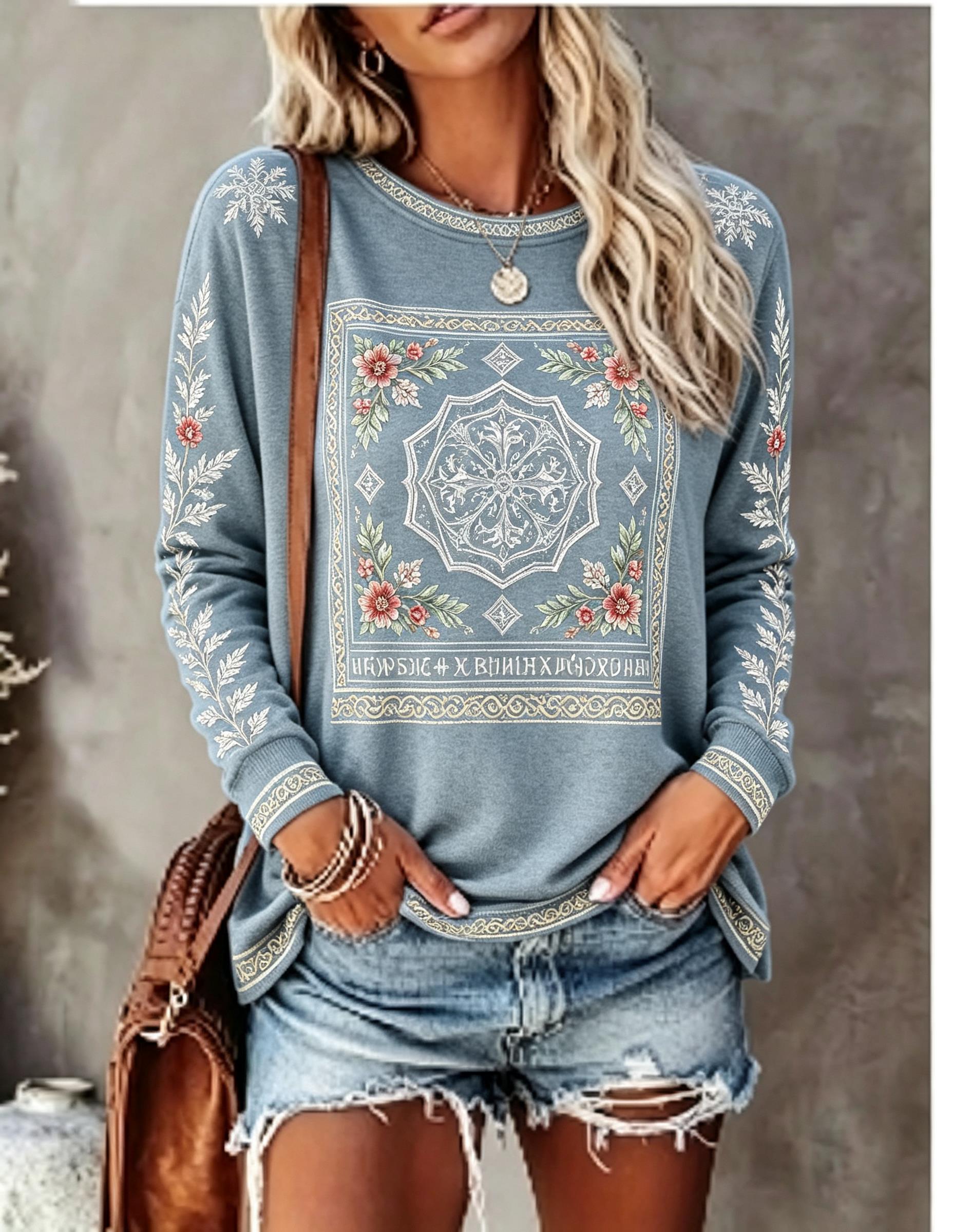 Women Crew Neck Long Sleeve T‑ - Winter Clothing For Women ulasan dan harga