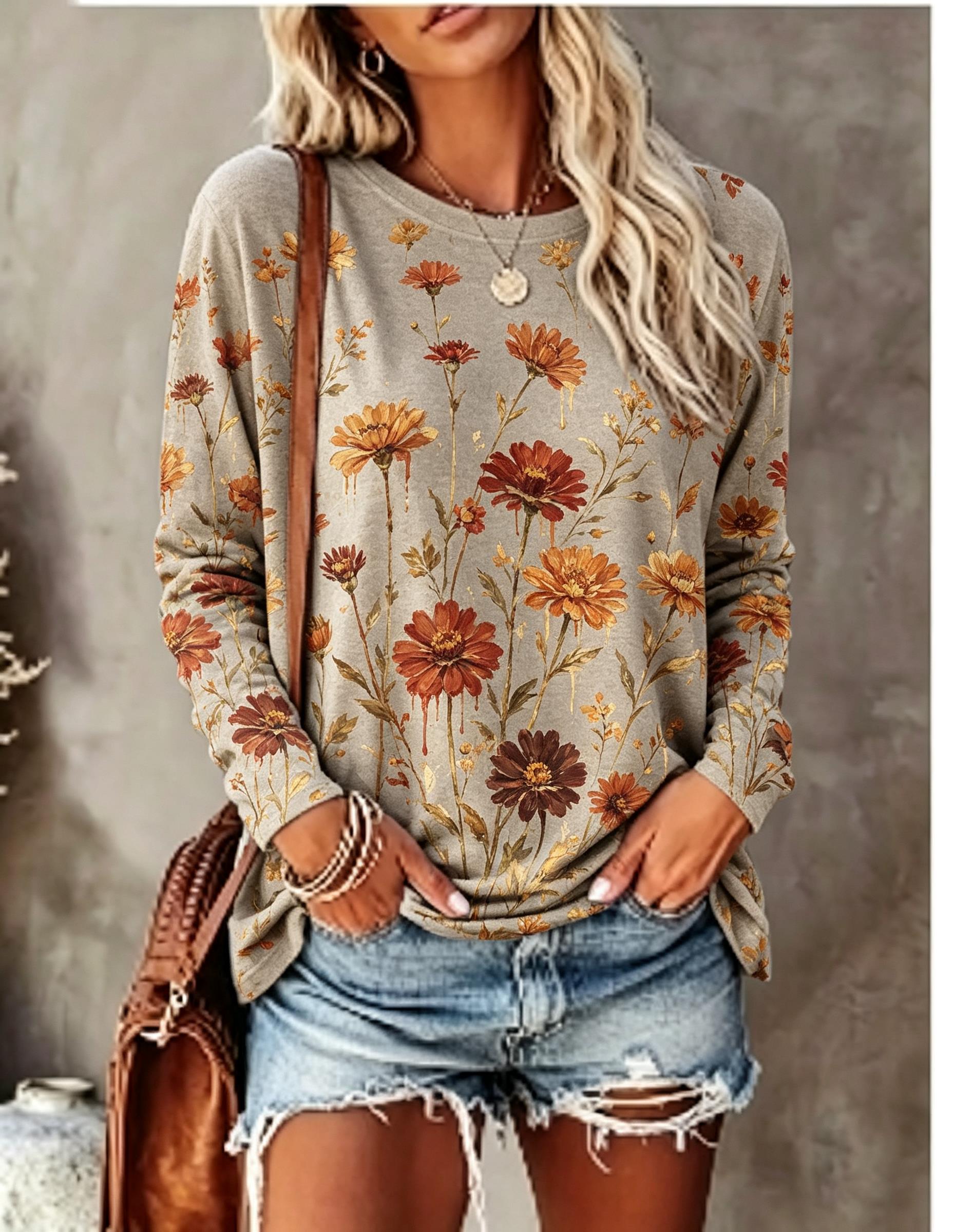 Women Long Sleeve T‑Shirt Oil  - Winter Clothing For Women ulasan dan harga