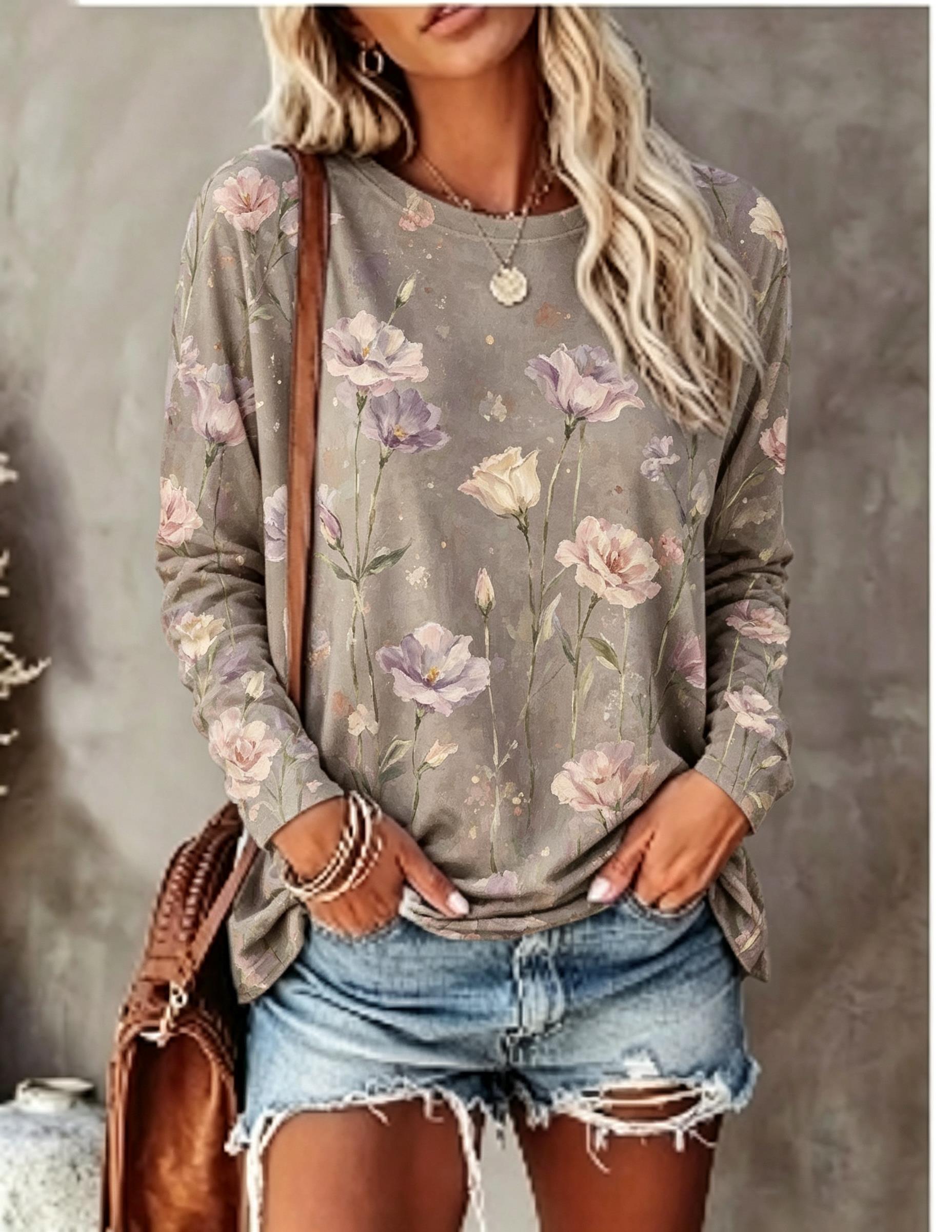 Women Long Sleeve T‑Shirt Oil  - Winter Clothing For Women ulasan dan harga