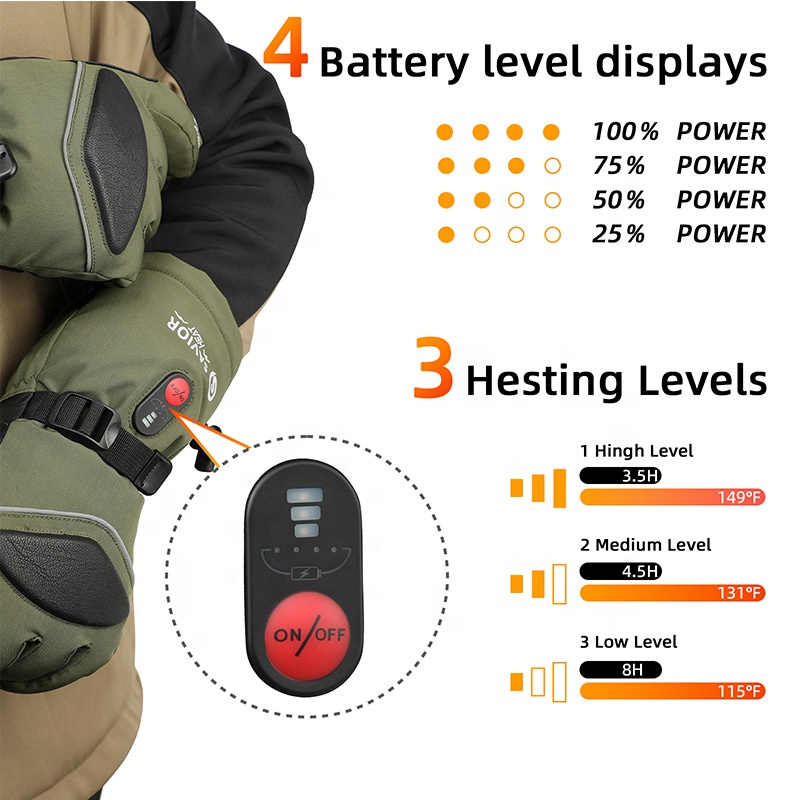 Green 7.4V 3000mAh Outdoor War - Heated Gloves Electric ulasan dan harga