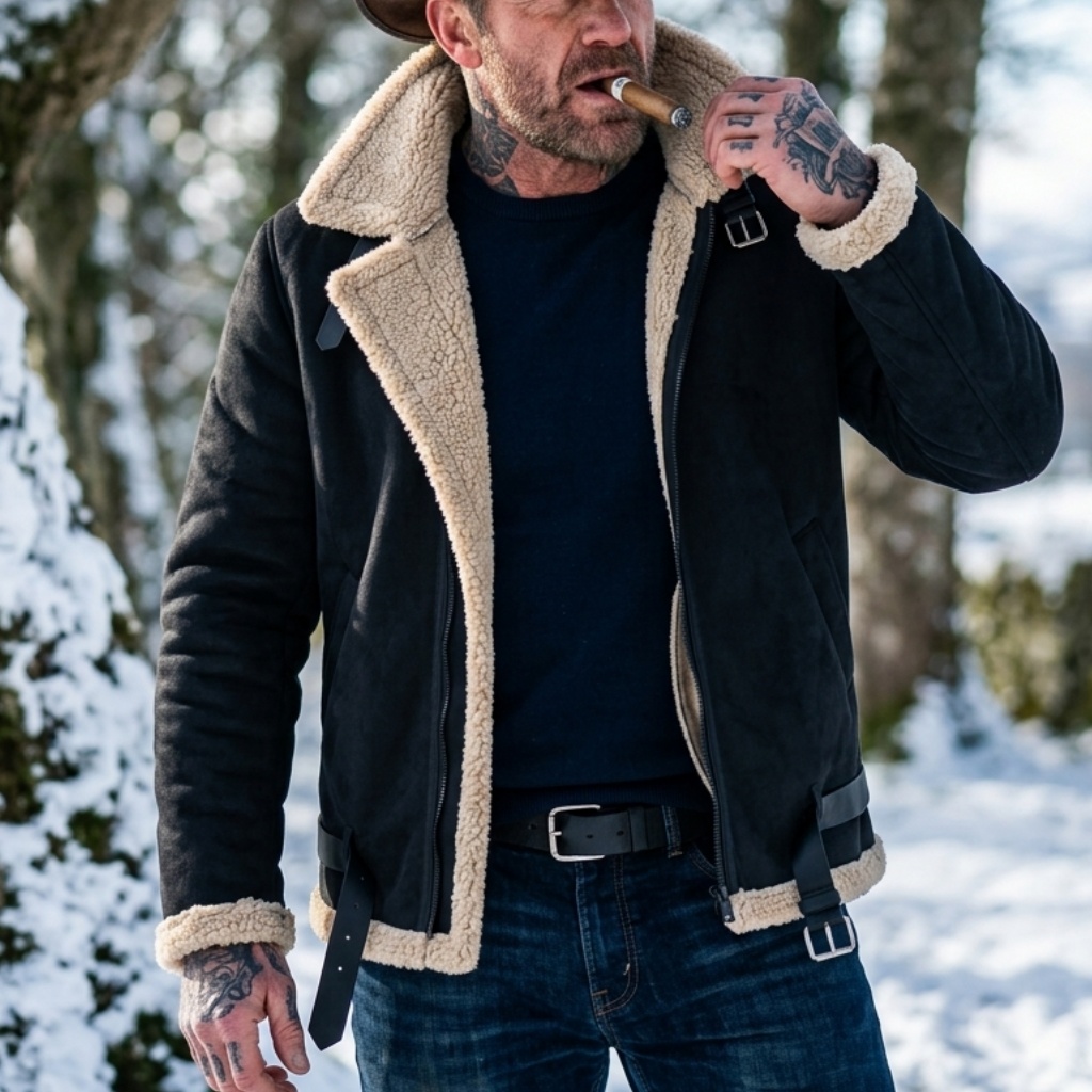 Men Winter Faux Suede Jacket F - Winter Clothing Hiking ulasan dan harga