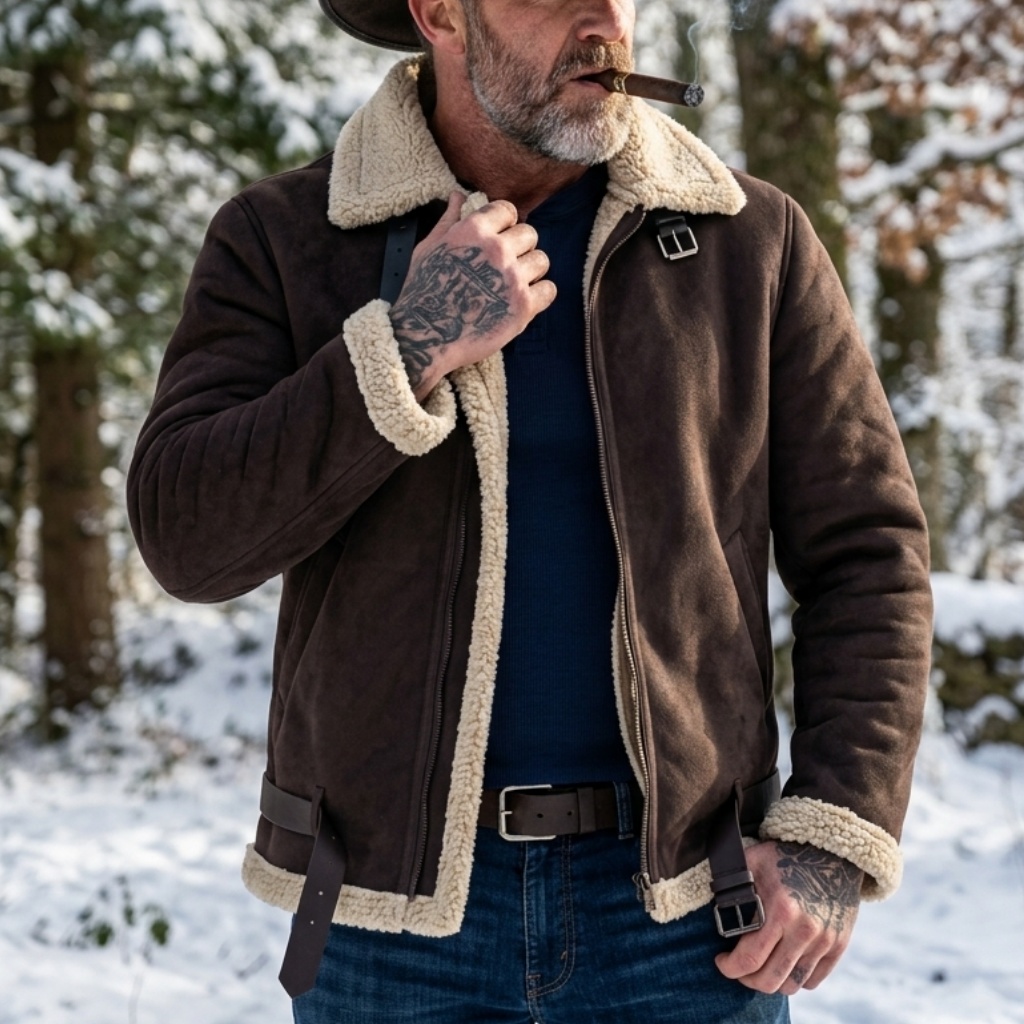 Men Winter Faux Suede Jacket F - Winter Clothing Hiking ulasan dan harga