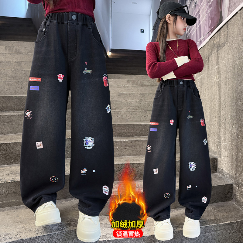 Autumn Girls' Jeans Cartoon Em - Winter Clothing Drawing ulasan dan harga