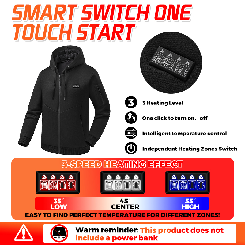 Heating Hoodie 26 Zones Heated - Winter Clothing Hiking ulasan dan harga