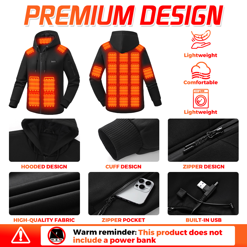 Heating Hoodie 26 Zones Heated - Winter Clothing Hiking ulasan dan harga