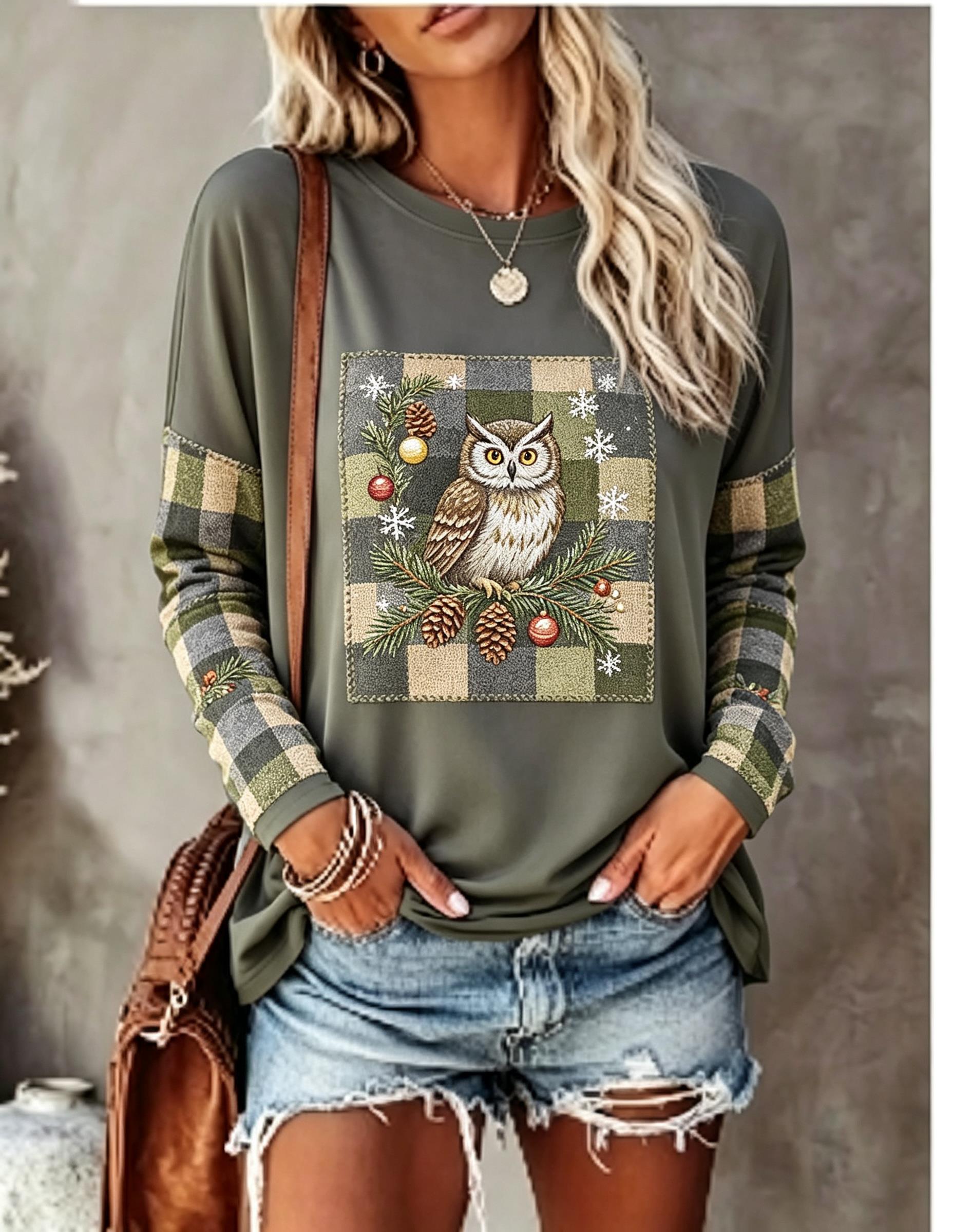 Women Long Sleeve T Shirt Fox  - Winter Clothing For Women ulasan dan harga