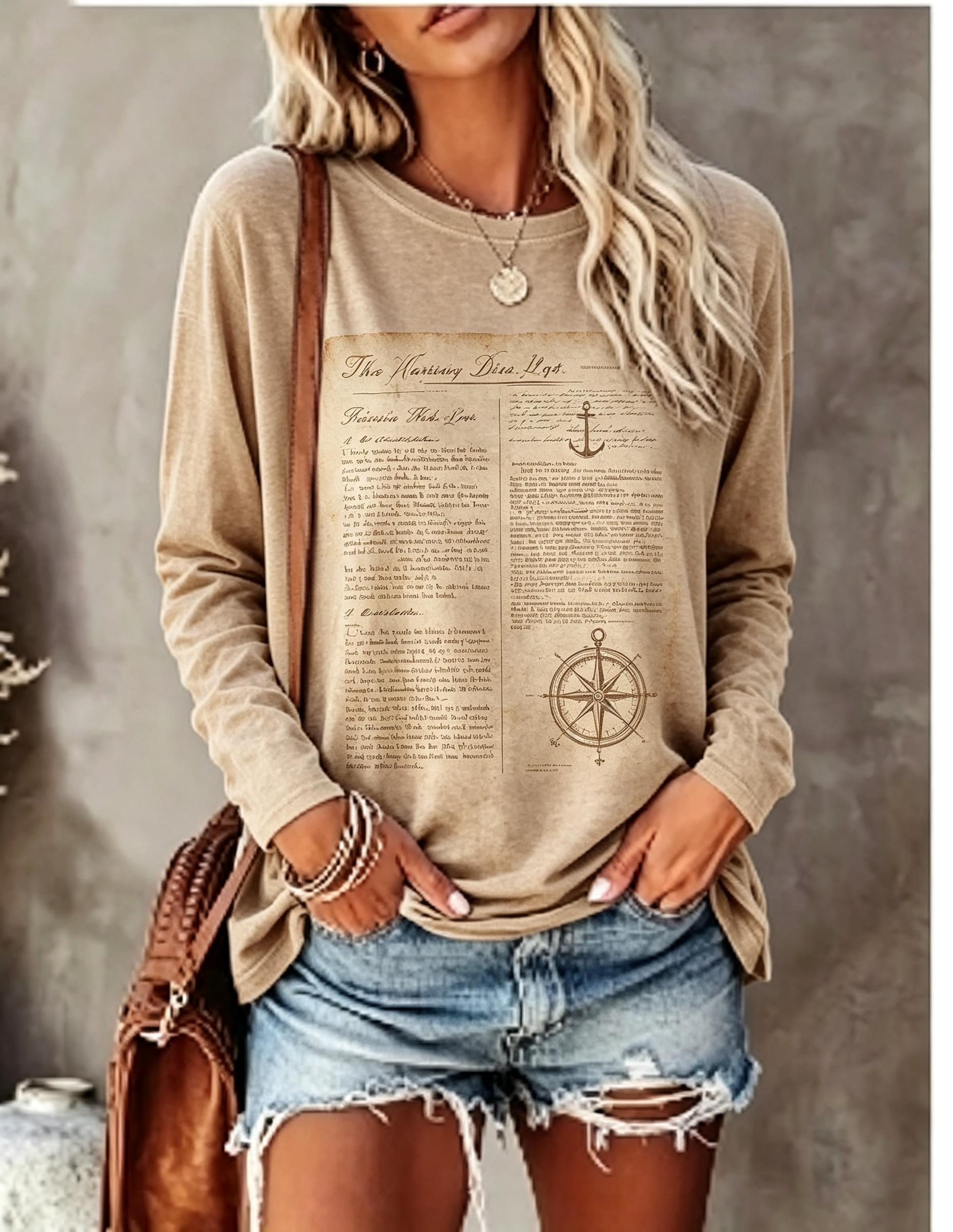 Women Long Sleeve T Shirt Vint - Winter Clothing For Women ulasan dan harga